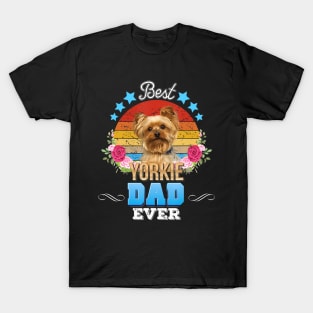 Best Dog Dad Ever Yorkie Floral Retro Father Day Love Mother T-Shirt